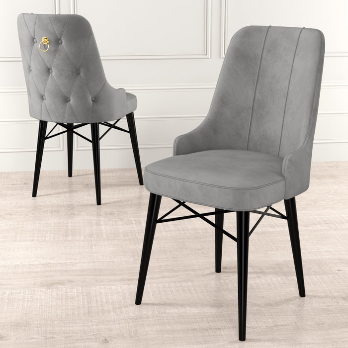 Hanah Home Juego de 6 Sillas en Gris y Negro
